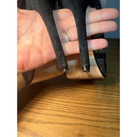 ALDO BLACK & SILVER CHEVRON RHINESTONES ZIGZAG PLATFORM PUMPS HEELS size 7 - Picture 10 of 10